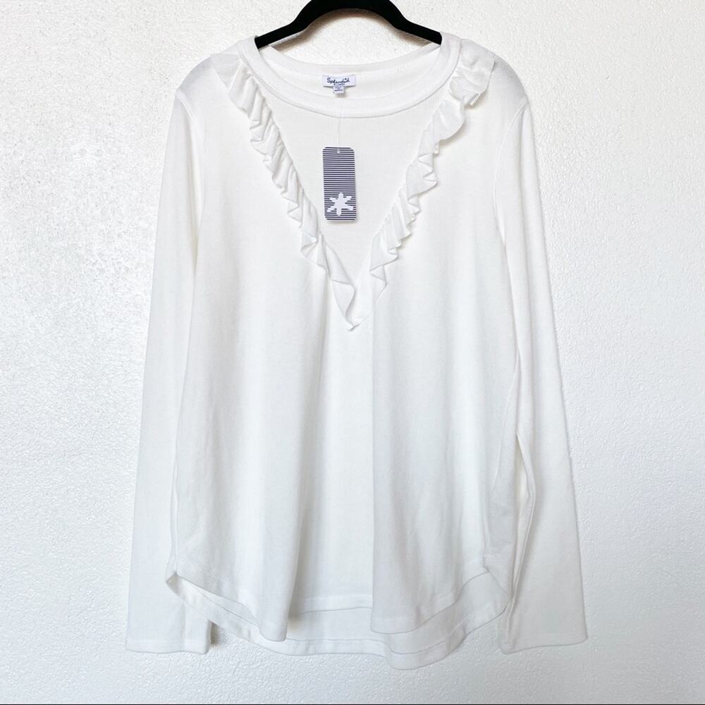 Splendid Sylvie Jersey Feather Rib Ruffle Top Size XL